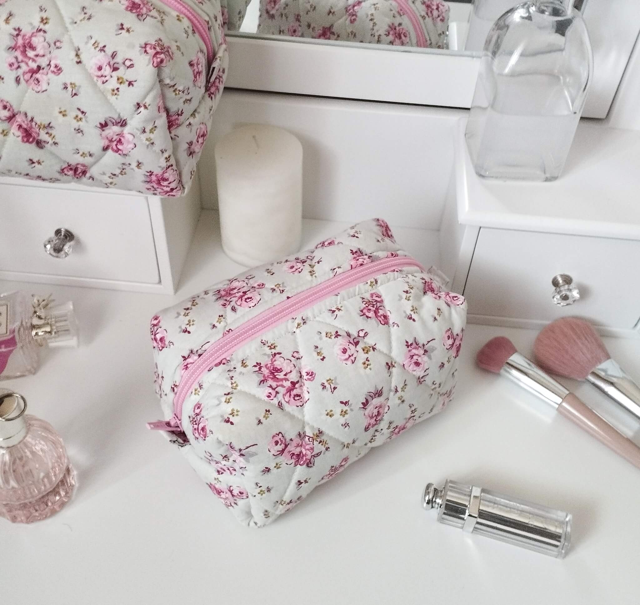 pure cotton cute quilted makeup bag
