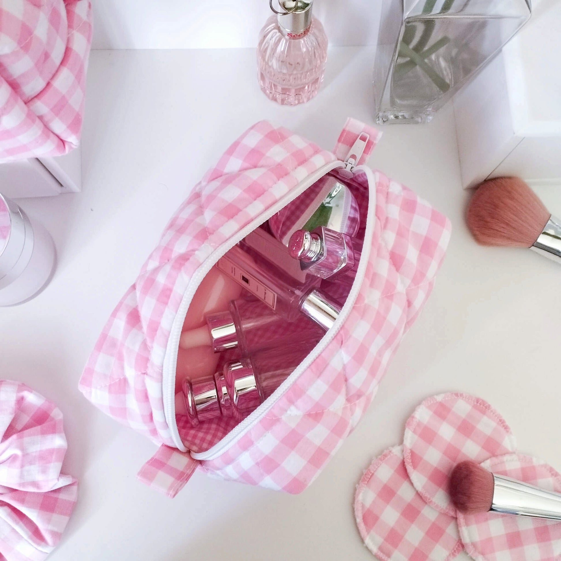 Pink Gingham Make-Up Bag