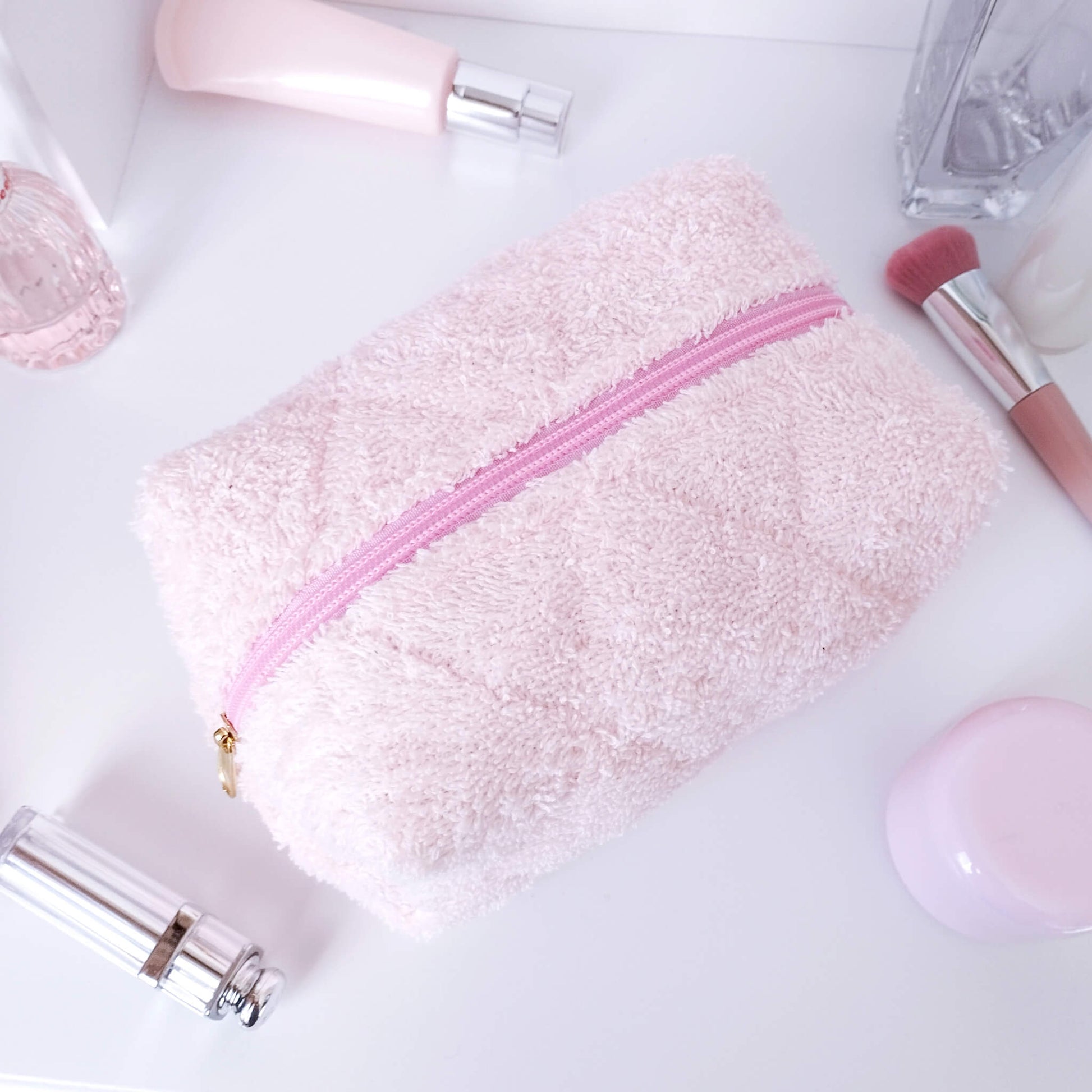Pink Terry Cloth Makeup Bag